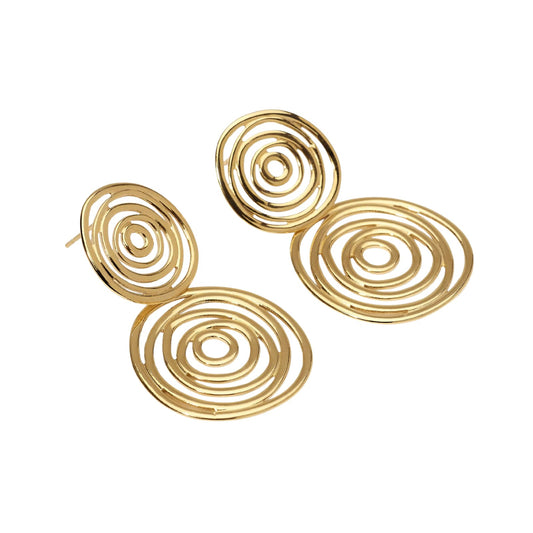 Orecchini pendenti Kidult Style in acciaio pvd oro con vortice MISURA UNICA