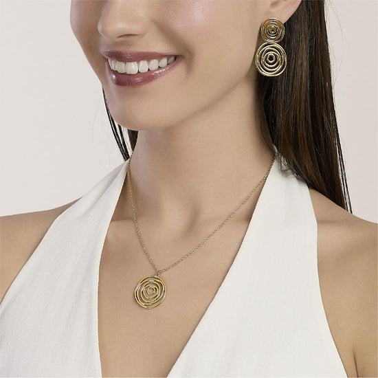 Orecchini pendenti Kidult Style in acciaio pvd oro con vortice MISURA UNICA