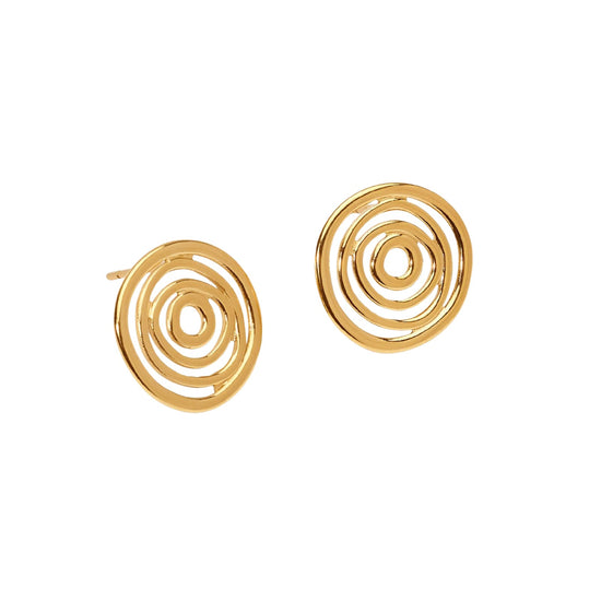 Orecchini a lobo Kidult Style in acciaio pvd oro con vortice MISURA UNICA