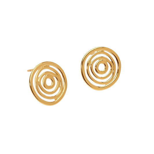 Orecchini a lobo Kidult Style in acciaio pvd oro con vortice MISURA UNICA