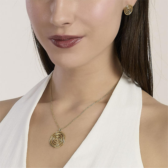 Orecchini a lobo Kidult Style in acciaio pvd oro con vortice MISURA UNICA