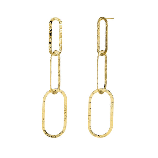 Orecchini pendenti Kidult Style in acciaio pvd oro con cerchi MISURA UNICA