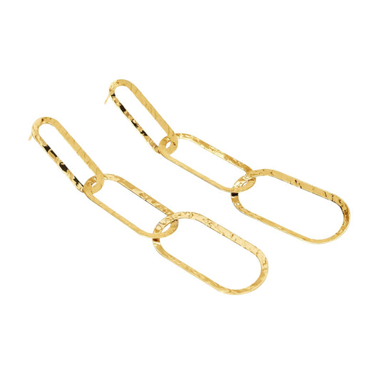 Orecchini pendenti Kidult Style in acciaio pvd oro con cerchi MISURA UNICA