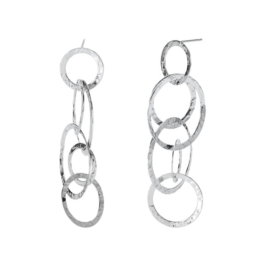 Orecchini Kidult Style in acciaio martellato maglie rotonde MISURA UNICA