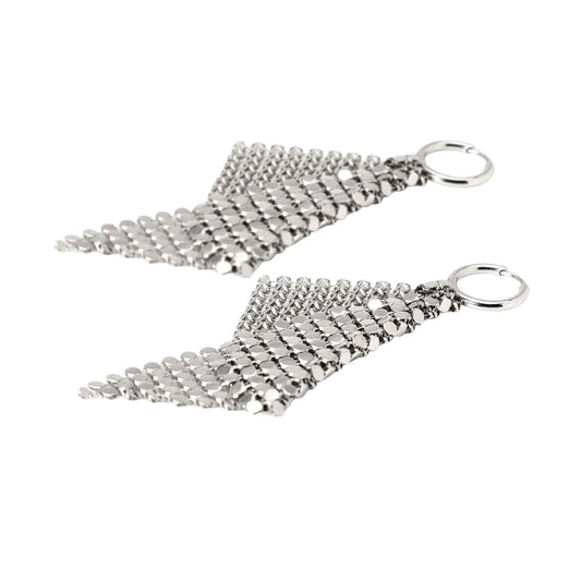 Orecchini pendenti Kidult Style in acciaio con maglia disco MISURA UNICA