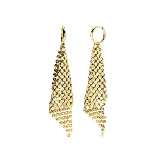 Orecchini pendenti Kidult Style in acciaio pvd oro maglia disco MISURA UNICA