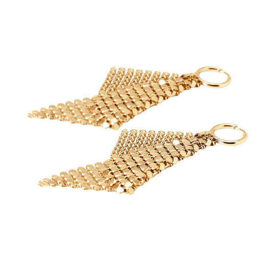 Orecchini pendenti Kidult Style in acciaio pvd oro maglia disco MISURA UNICA