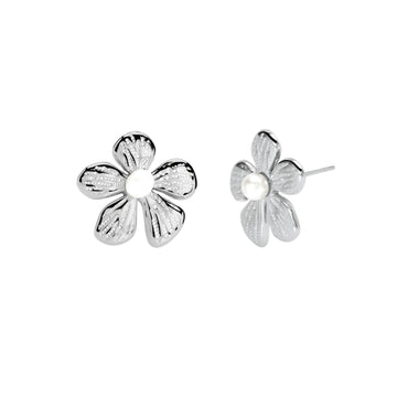 Orecchini Kidult Style in acciaio fiore e perla conchiglia MISURA UNICA