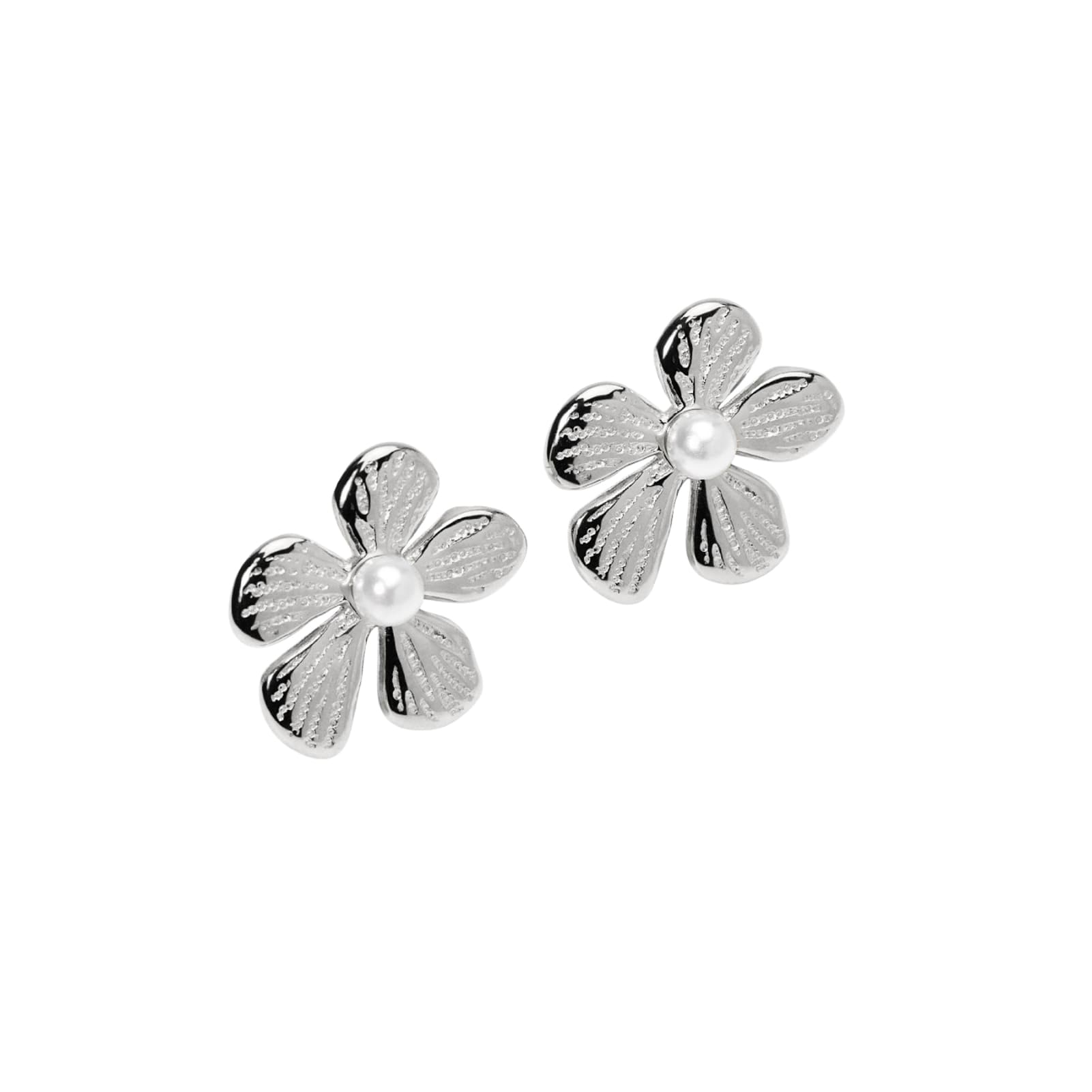 Orecchini Kidult Style in acciaio fiore e perla conchiglia MISURA UNICA