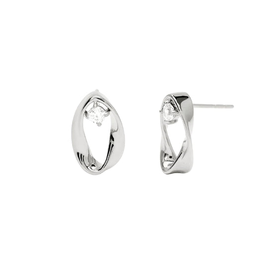 Orecchini lobo Kidult Style 86 in acciaio ritorto zircone MISURA UNICA