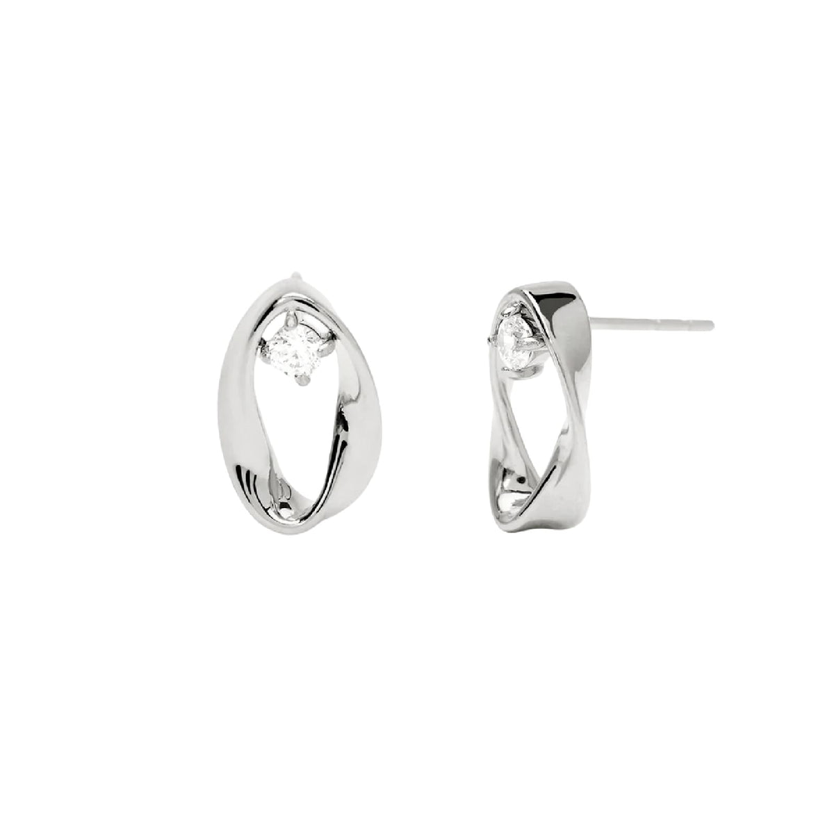 Orecchini lobo Kidult Style 86 in acciaio ritorto zircone MISURA UNICA