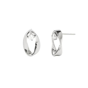 Orecchini lobo Kidult Style 86 in acciaio ritorto zircone MISURA UNICA