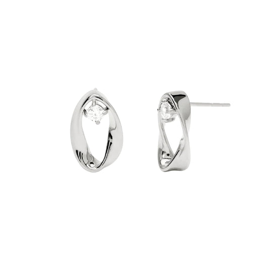 Orecchini lobo Kidult Style 86 in acciaio ritorto zircone MISURA UNICA
