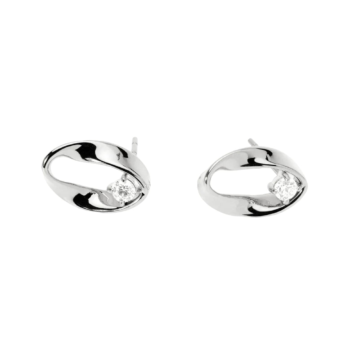 Orecchini lobo Kidult Style 86 in acciaio ritorto zircone MISURA UNICA