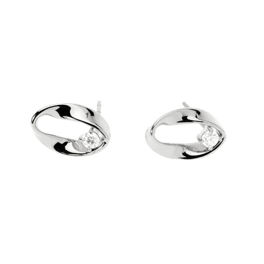Orecchini lobo Kidult Style 86 in acciaio ritorto zircone MISURA UNICA