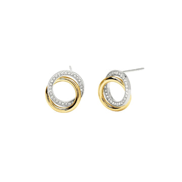 Orecchini lobo Kidult Style 87 in acciaio bicolore cristalli MISURA UNICA