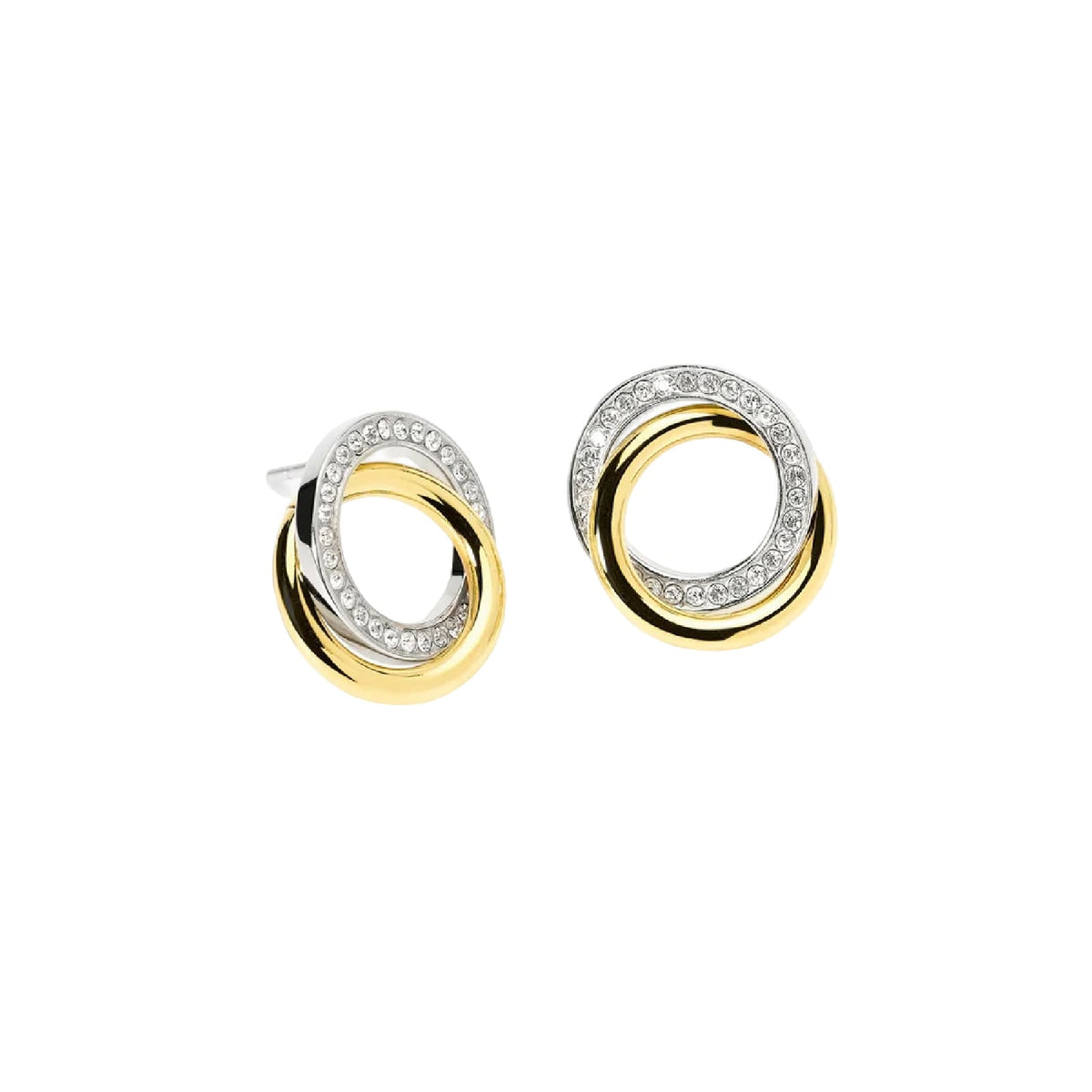 Orecchini lobo Kidult Style 87 in acciaio bicolore cristalli MISURA UNICA
