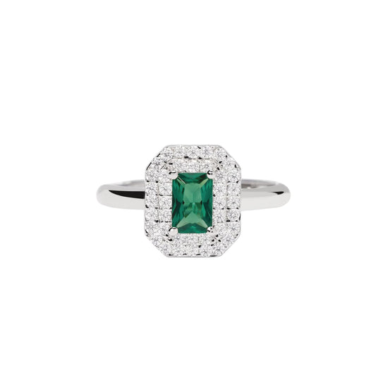 Anello regolabile Mabina in argento con smeraldo sintetico Regolabile dalla 11 alla 19