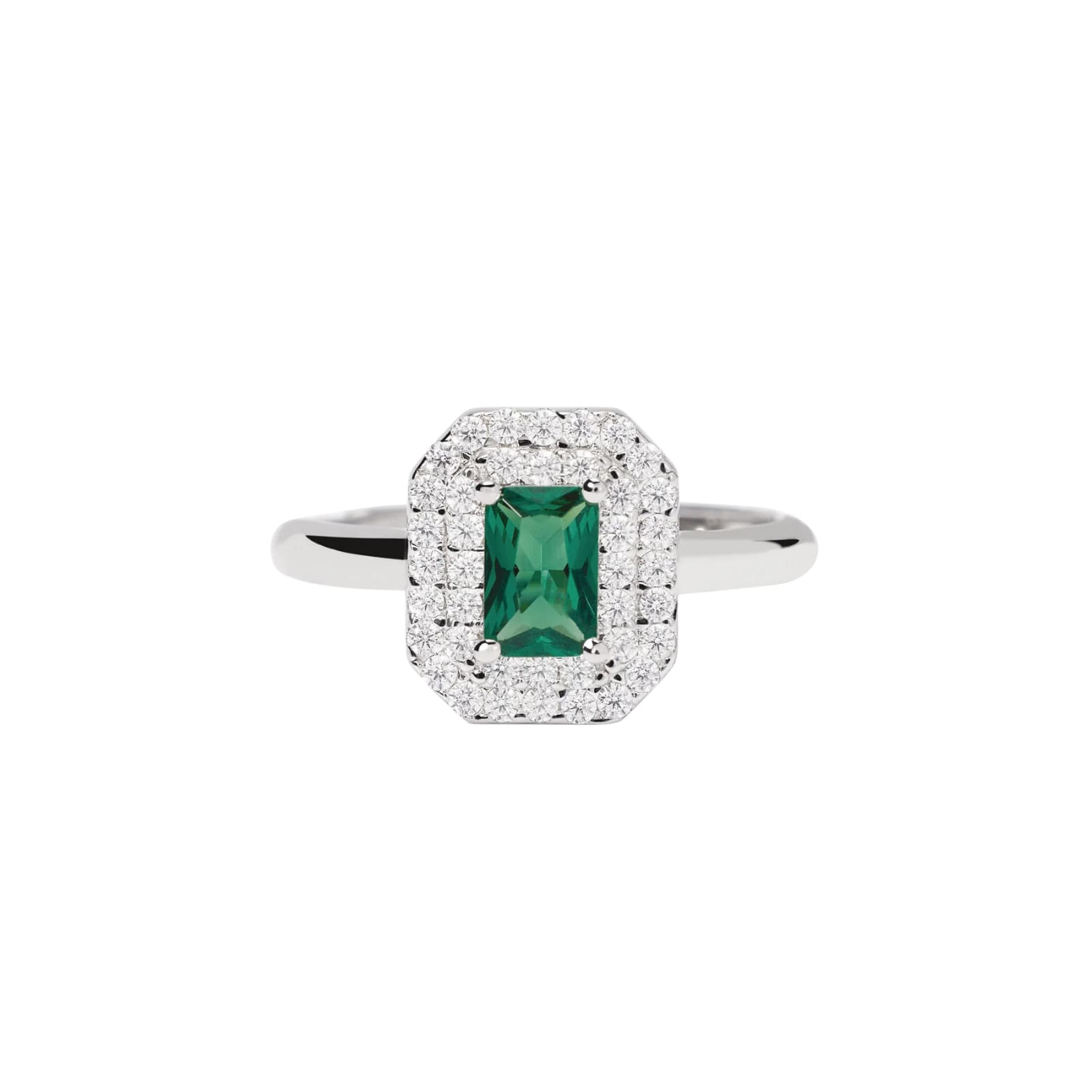 Anello regolabile Mabina in argento con smeraldo sintetico Regolabile dalla 11 alla 19