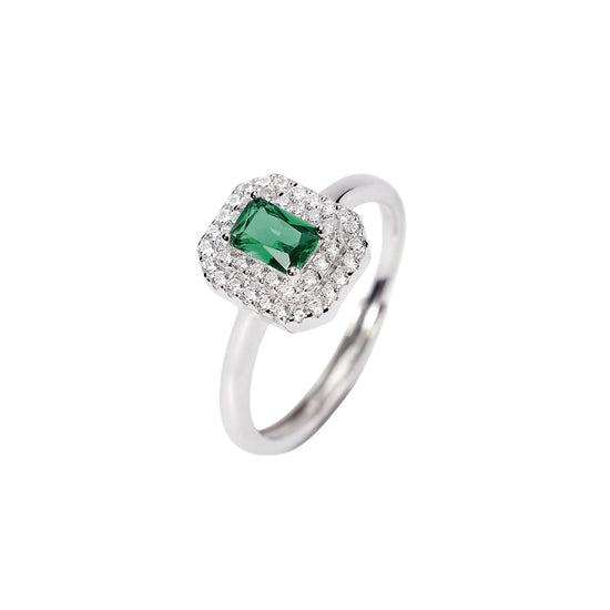 Anello regolabile Mabina in argento con smeraldo sintetico Regolabile dalla 11 alla 19