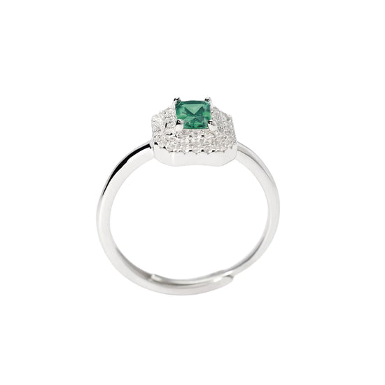 Anello regolabile Mabina in argento con smeraldo sintetico Regolabile dalla 11 alla 19
