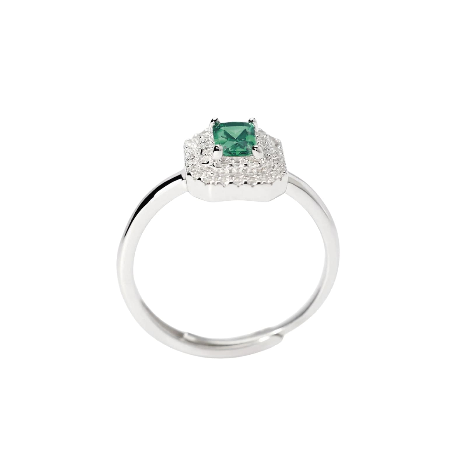 Anello regolabile Mabina in argento con smeraldo sintetico Regolabile dalla 11 alla 19