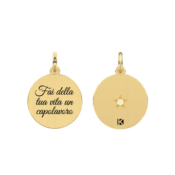 Charm Kidult By You in acciaio 316L con pvd oro e cristalli MISURA UNICA