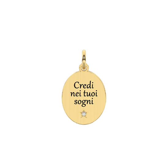 Charm ovale Kidult By You in acciaio 316L dorato e cristalli MISURA UNICA