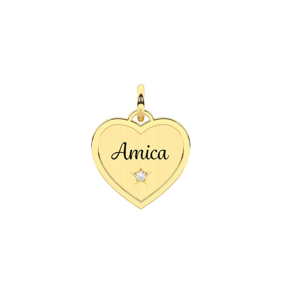 Charm amica Kidult By You in acciaio con pvd oro e cristalli MISURA UNICA