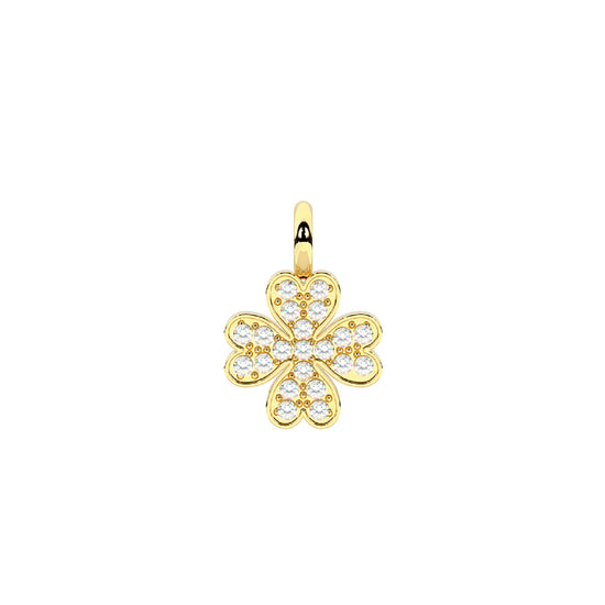 Charm quadrifoglio Kidult By You in acciaio dorato e cristalli MISURA UNICA