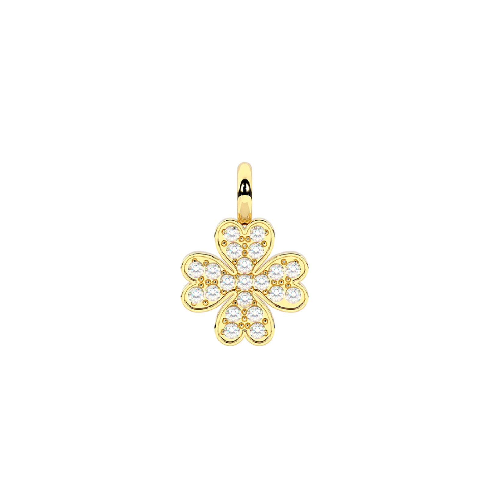 Charm quadrifoglio Kidult By You in acciaio dorato e cristalli MISURA UNICA