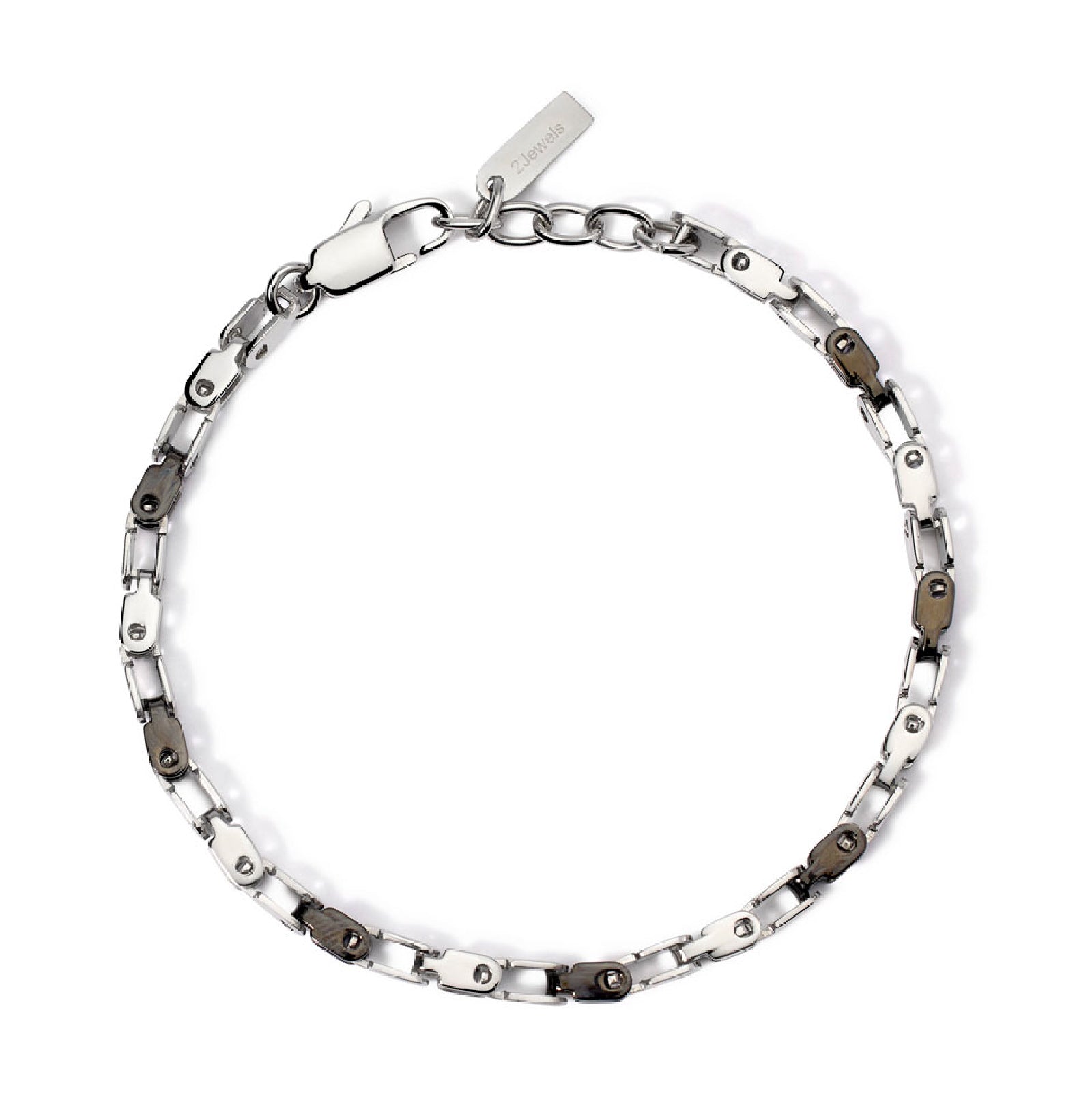 Bracciale 2Jewels in acciaio con pvd gunmetal uomo Regolabile 19-21 cm