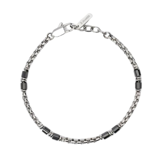 Bracciale uomo 2Jewels in acciaio con ceramica nera Regolabile 19-21 cm