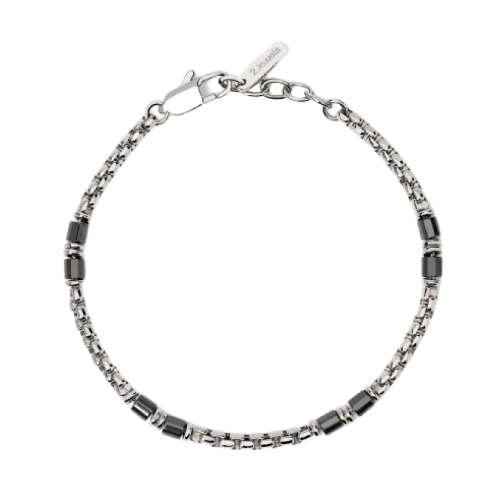 Bracciale uomo 2Jewels in acciaio con ceramica nera Regolabile 19-21 cm