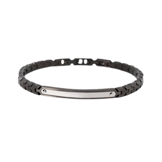 Bracciale uomo 2Jewels in acciaio color nero targhetta Regolabile 18-20 cm