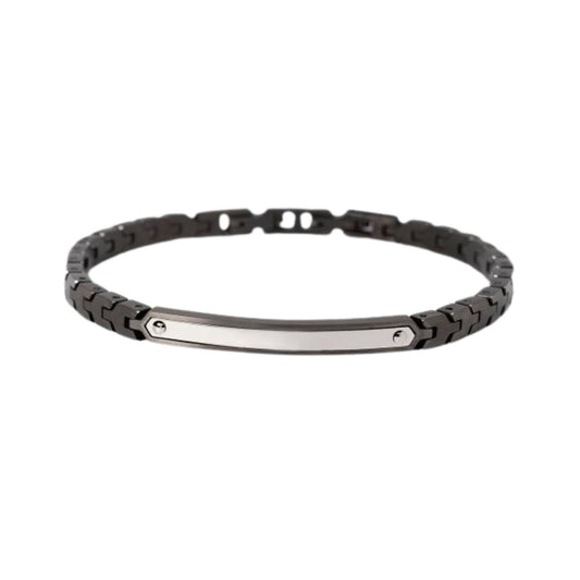 Bracciale uomo 2Jewels in acciaio color nero targhetta Regolabile 18-20 cm