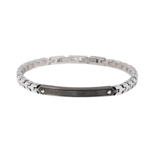 Bracciale uomo 2Jewels in acciaio con targhetta pvd nero Regolabile 18-20 cm