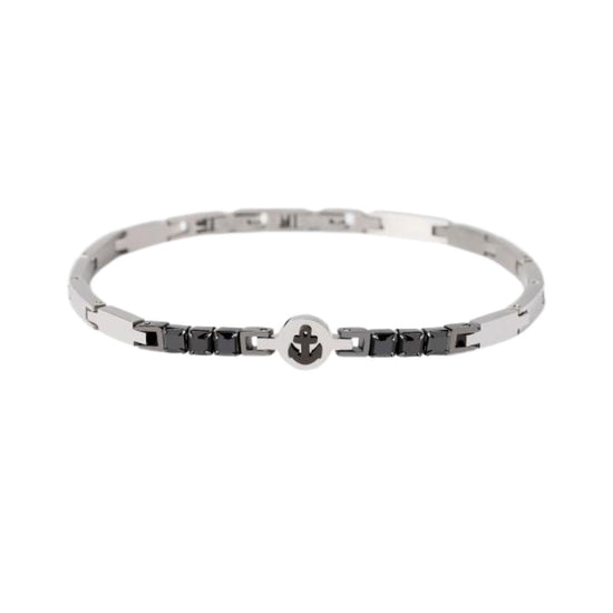 Bracciale uomo 2Jewels in acciaio con ancora e zirconi Regolabile 18-20 cm