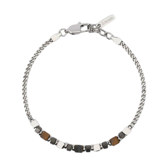 Bracciale uomo 2Jewels acciaio acciaio occhio di tigre Regolabile 19-21 cm