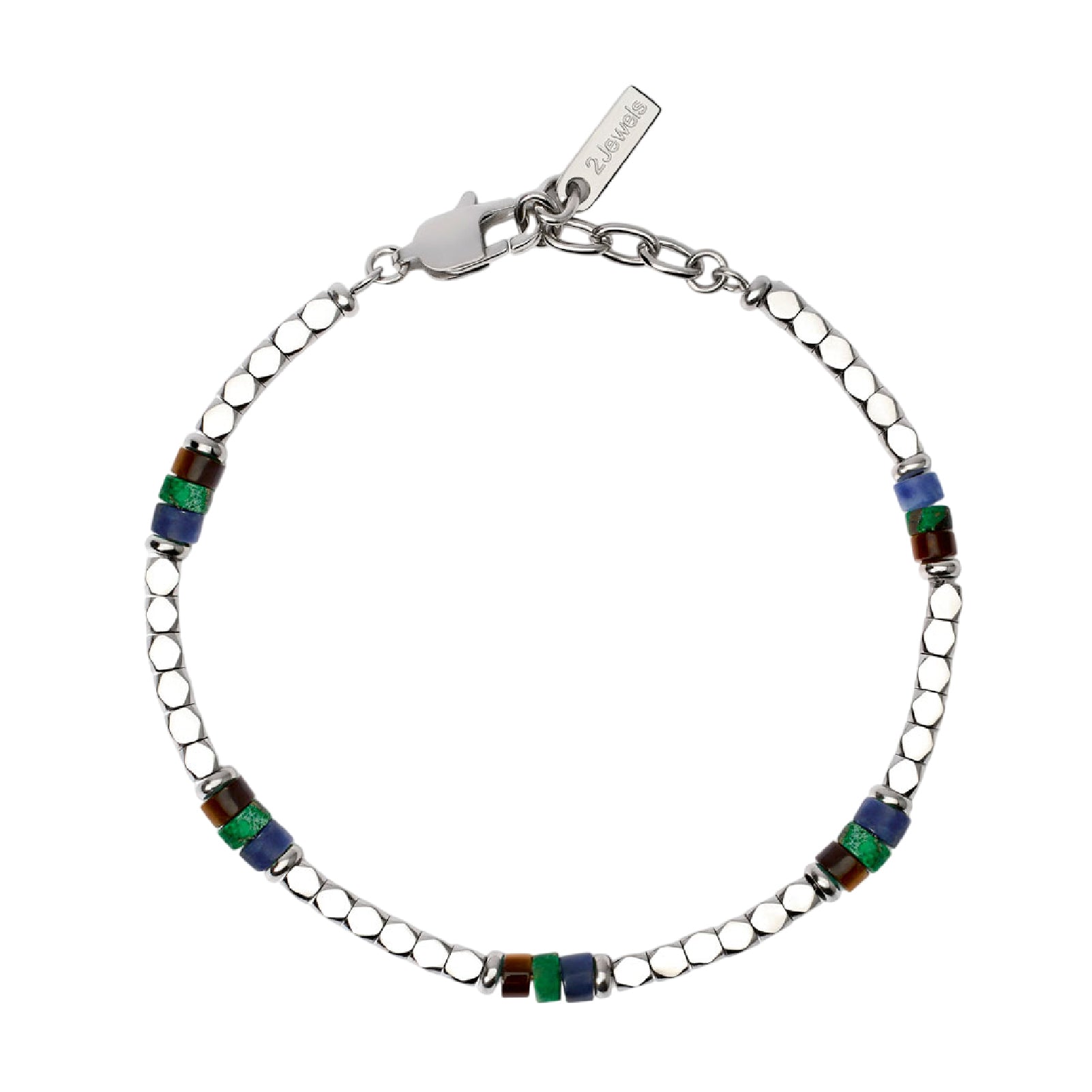 Bracciale da uomo 2Jewels in acciaio con pietre multicolor Regolabile 19-21 cm