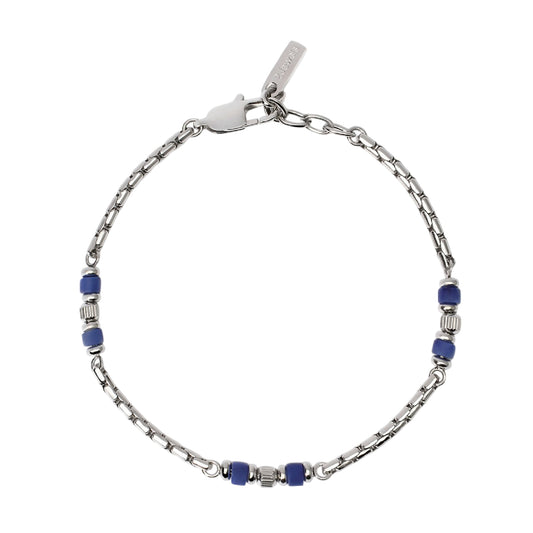 Bracciale da uomo 2Jewels acciaio pietre di sodalite blu Regolabile 19-21 cm