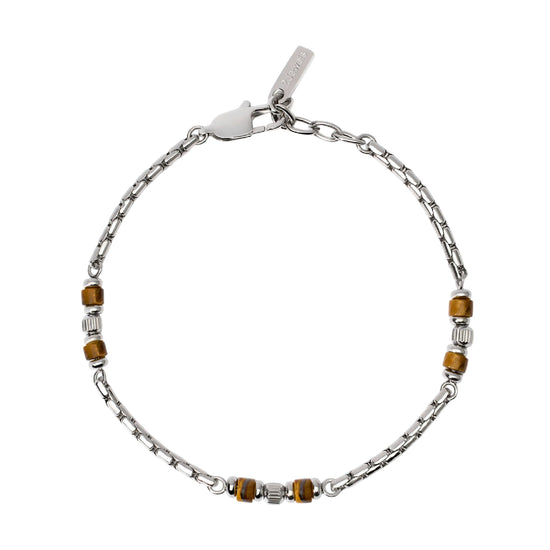 Bracciale da uomo 2Jewels acciaio pietre di occhio di tigre Regolabile 19-21 cm