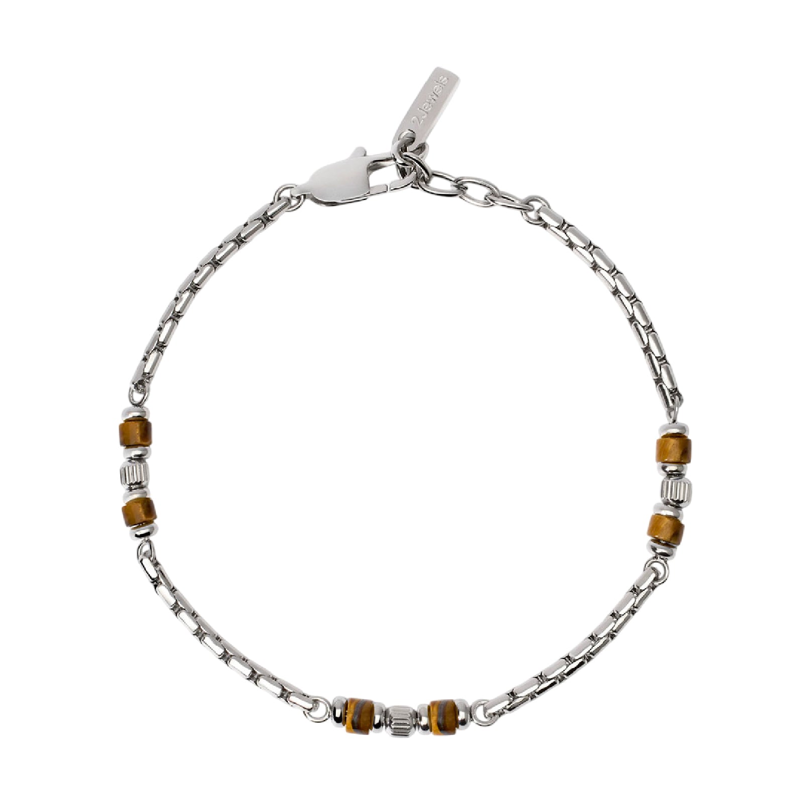 Bracciale da uomo 2Jewels acciaio pietre di occhio di tigre Regolabile 19-21 cm