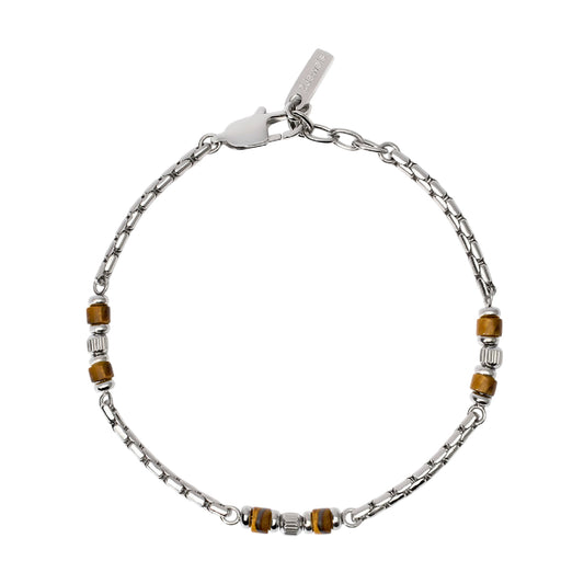 Bracciale da uomo 2Jewels acciaio pietre di occhio di tigre Regolabile 19-21 cm