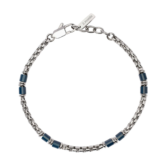 Bracciale uomo 2Jewels in acciaio con elementi ceramica blu Regolabile 19-21 cm