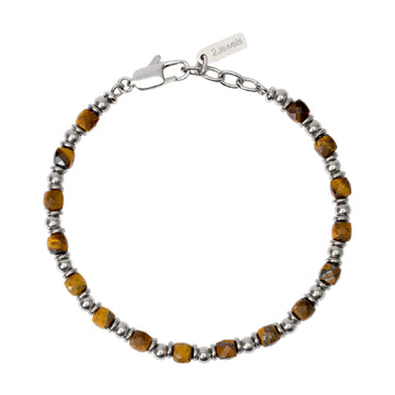 Bracciale da uomo 2Jewels in acciaio pietre di occhio di tigre Regolabile 19-21 cm