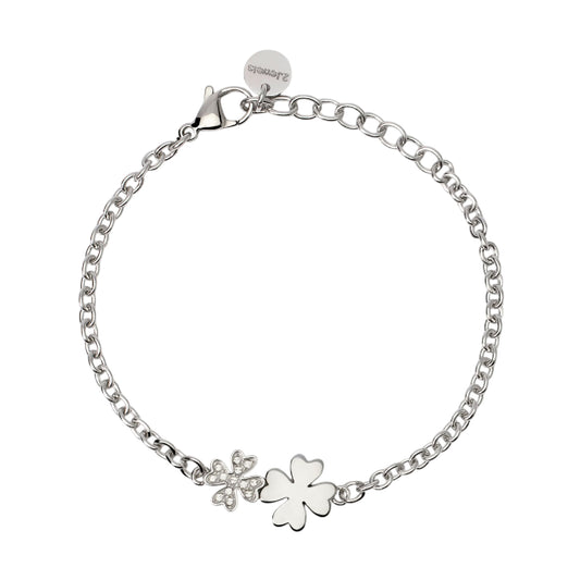 Bracciale da donna 2Jewels in acciaio quadrifogli e cristalli Regolabile 16-19 cm