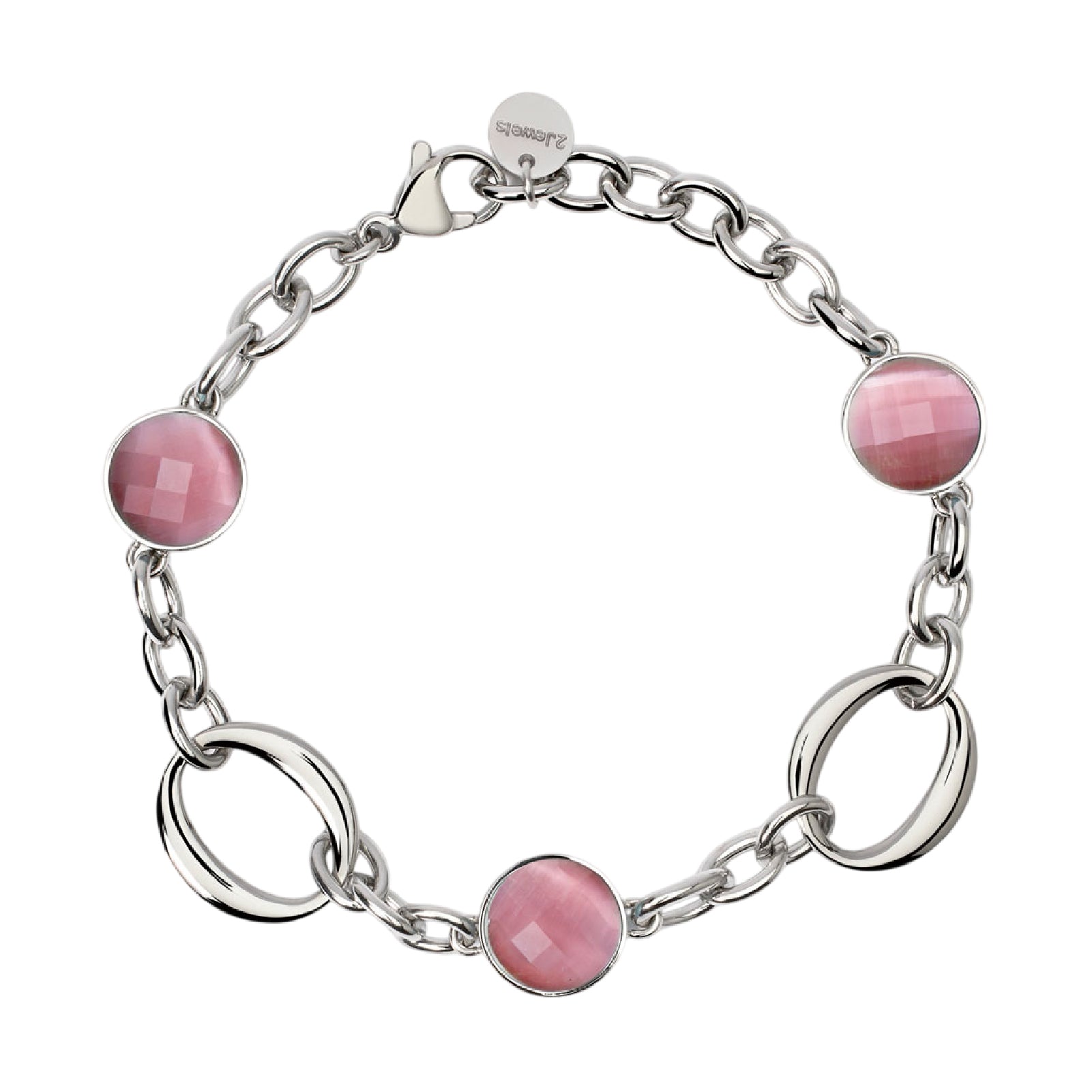 Bracciale da donna 2Jewels in acciaio con pietre di colore rosa 20 cm