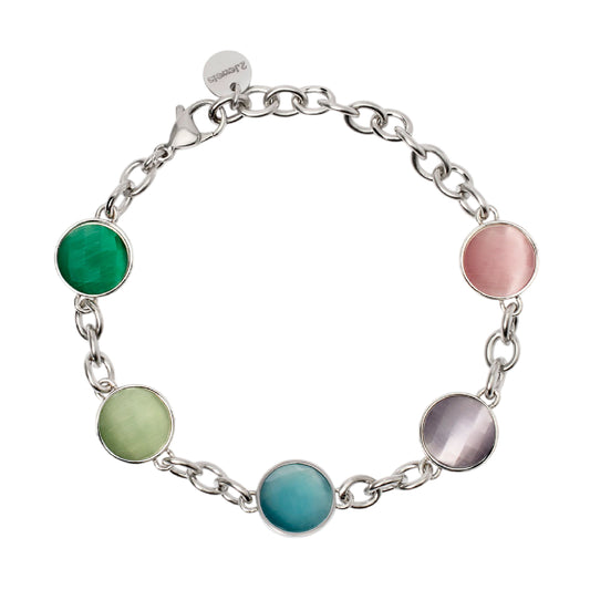 Bracciale da donna 2Jewels in acciaio con pietre multicolor 19 cm