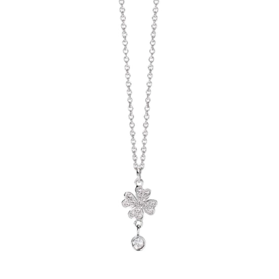 Collana donna 2Jewels acciaio quadrifoglio pavé cristalli MISURA UNICA